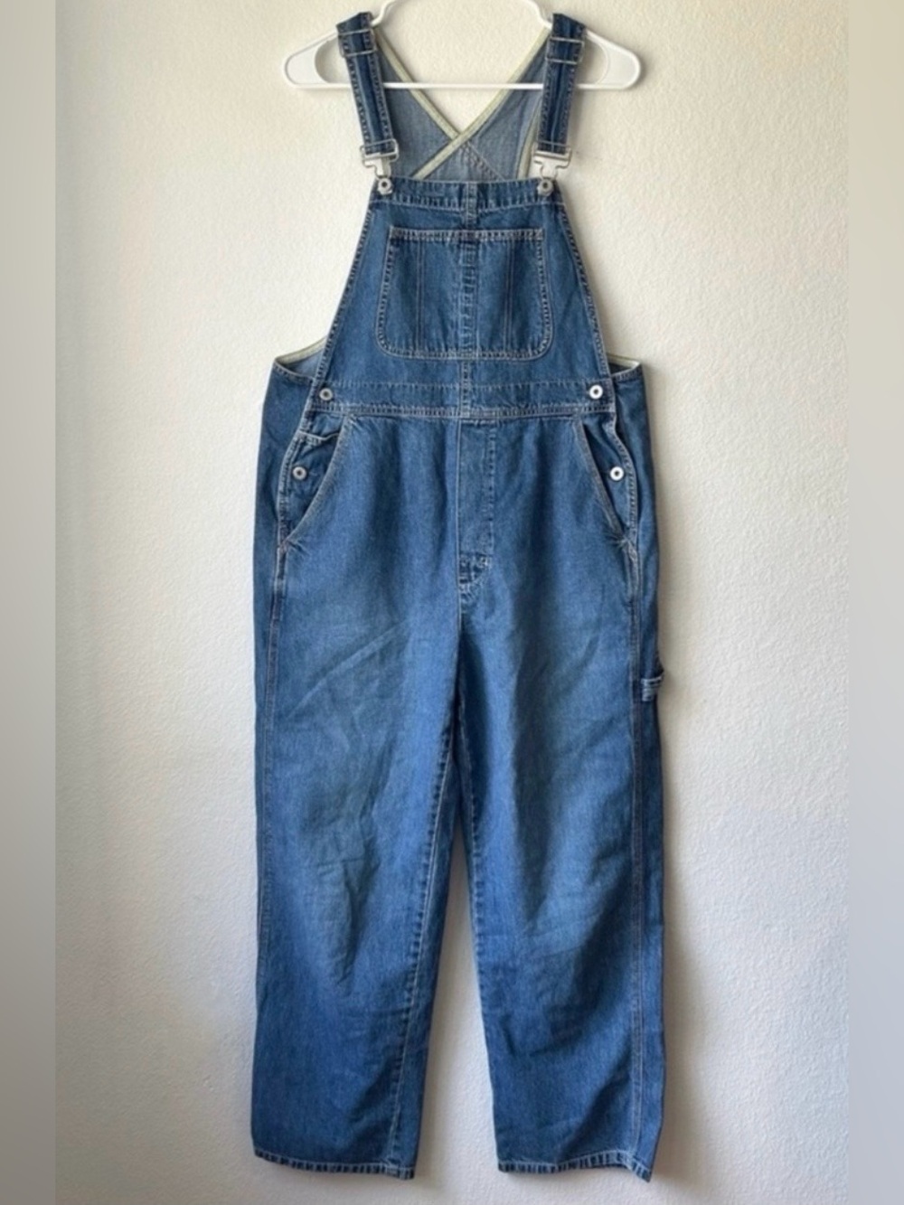 GAP Vintage 100% Cotton Denim Bib Overalls Classic Blue Wash Y2K Utility Medium